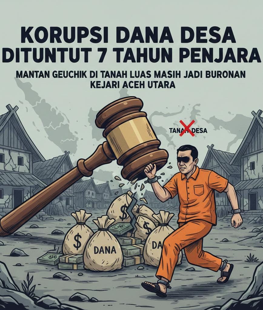 Dituntut 7 Tahun Penjara, Mantan Geuchik di Tanah Luas Masih Jadi Buronan Kejari Aceh Utara