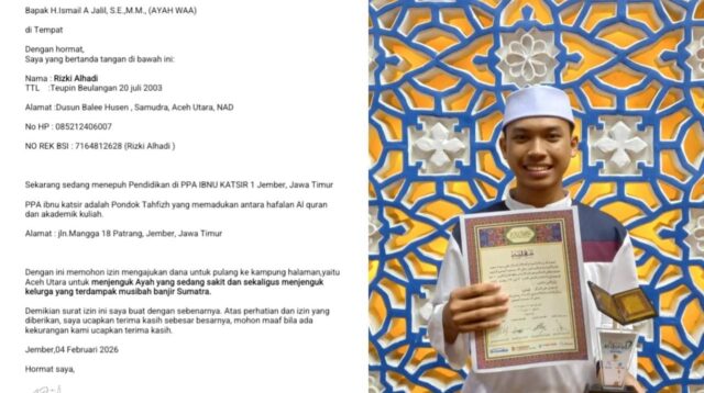 Tak Punya Biaya Pulang, Pemuda Berprestasi Asal Samudera Berharap Uluran Tangan ‘Ayahwa’ Demi Temui Ayah Yang Sakit