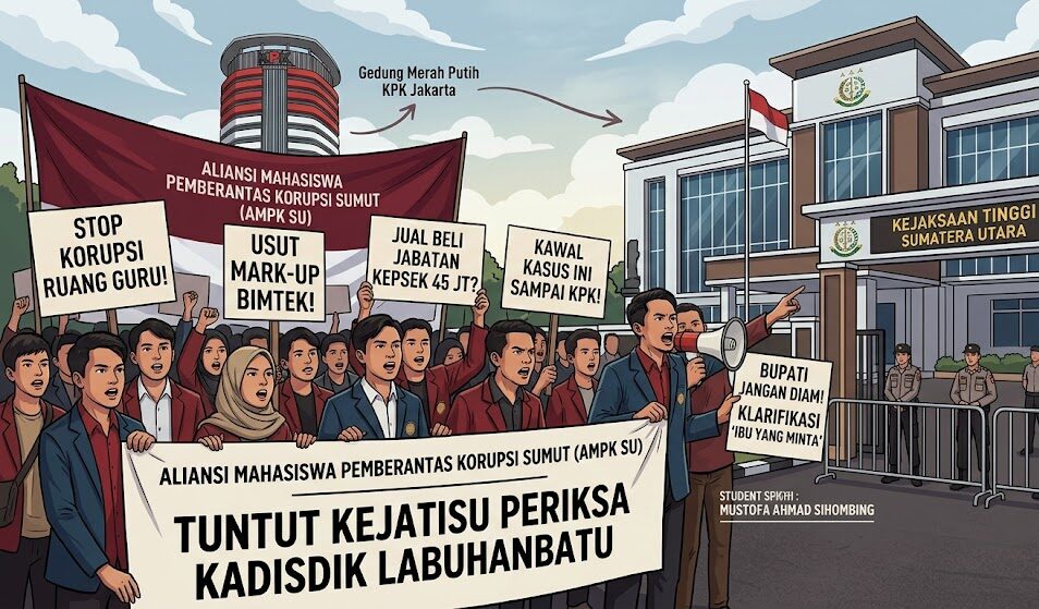 Unjuk Rasa di Kejatisu, Mahasiswa Desak Pemeriksaan Kadisdik Labuhanbatu Terkait Dugaan Korupsi